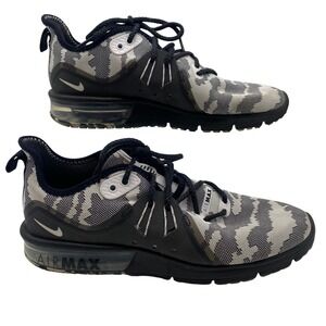 Nike Air Max Sequent 3 Womens 9 Black‎ White Camo AR0254-001 Running Shoes